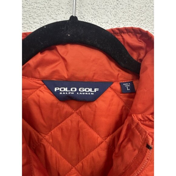 POLO GOLF Ralph Lauren Quilted Vest Men’s Large Orange Zip Pockets Lightweight - Picture 4 of 6